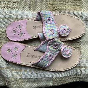 Jack Rogers Pink Navajo Seersucker Sandals Sz 7.5